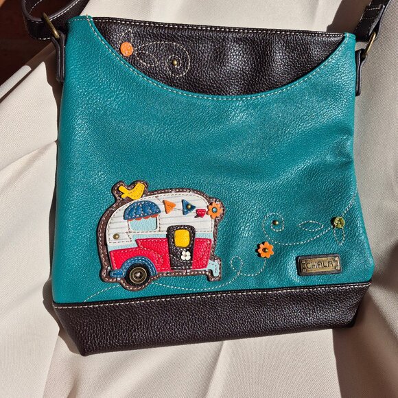 Chala Sweet Messenger Crossbody Shoulder Bag with Camper Embellishment. - Picture 2 of 16
